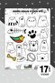 Cat Sticker Set, Cute Cats Sticker Set, 17 Pieces Cat Stickers