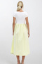 Women's Yellow Crew Neck Elastic Waist Color Block Maxi Length Dress Alc-X14278 - 4
