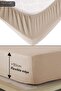 Natural Double Cotton Sheet Elastic Striped Duvet Cover Set - 5