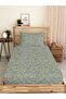 Leaf Pattern Printed Single Elastic Sheet Set Green