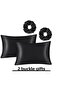 ANT SPECIAL - Black Silk Texture Satin Pillow Case 50x70 cm Anti-Sweat and Odorless Curly Hair 2 Pieces
