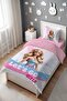 Barbi Patterned Single Baby Kids Duvet Cover Set in Blue Dress - 3