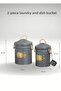 Set of 2 Detergent Bucket Laundry Dishwashing Box with Scale Galvanized Metal Anthracite - 2