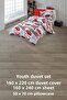 Red Car Patterned, Children/Teenagers Cotton Ranforce Fabric Duvet Cover Set