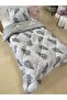 Single Double Sided Welsoft Quilt Gray Feather - 2
