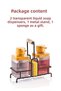 Mimoza Metal Stand with Wooden Detail Dishwashing Liquid and Liquid Soap Dispenser Kitchen Set - with Sponge - Transparent - 8