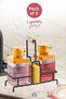 Mimoza Metal Stand with Wooden Detail Dishwashing Liquid and Liquid Soap Dispenser Kitchen Set - with Sponge - Transparent - 3