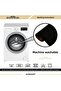 Ultrasoft Plain Black 3-Piece Bathroom Rug Mat Non-Slip Leather Base Machine Washable Toilet Seat Set - 4