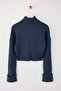 Indigo Kıvrılabilir Balıkçı Yaka Düz Crop Basic Triko Kazak TWOAW22KZ0223 - 7