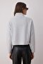 Gray Thessaloniki/Knitwear Look Zip Collar Regular/Regular Fit Knitted Sweatshirt TWOAW22SW0732 - 4