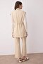 Krem İçten Bağlamalı Keten Görünümlü Kimono-Pantolon Dokuma Takım TCTSS23US00061 - 4