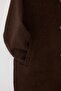 Trendyolmilla Wardrobe Essentials Kahverengi Mono Kapama Oversize Uzun Kaşe Kaban TWOAW26KB00033 - 7