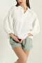 Shilsee Women White Muslin Short Sleeve Shirt Bluz