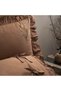 Farah Double Duvet Cover Set - 100% Organic Cotton, Satin Piece, Hand Embroidered, Brown 200X220 - 4