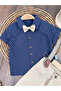Linen Summer Baby Boy Suit with Suspender Belt and Bow Tie Hat - 2