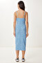 Floral Patterned Slit Summer Knitted Dress Live Light Blue Lci0003 - 5