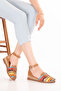 Women's Genuine Leather Hand Knitted Special Straw Wrapped Sandals Ell.7249 Multi - 7