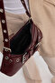 Burgundy Belt Bag Baguette Shoulder & Crossbody Bag – Vegan Leather, Zipper & Adjustable Strap - 7