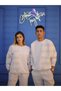 White Lover Couple Combinations Oversize Embroidered Sweatshirt 2 Pcs