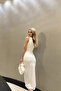 One-Shoulder Draped Detail Slit Long Dress - 5