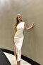 One-Shoulder Draped Detail Slit Long Dress - 2