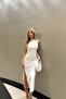 One-Shoulder Draped Detail Slit Long Dress - 3