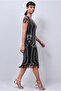 Dorothy Fringe Flapper Dress in Black Silver - 2