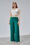 Women's Pants Wide Leg Raised Waist Pocket Striped Trousers Striped-Pants