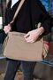 Women's Water Resistant Crinkle Fabric Multi-Compartment Adjustable Beige Cross Strap Shoulder Bag - 4