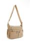 Women's Water Resistant Crinkle Fabric Multi-Compartment Adjustable Beige Cross Strap Shoulder Bag