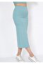 Women's Mint Slit Detailed Corded Long Tight Pencil Skirt - 5