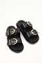 Estella Black Color Double Buckle Women's Slippers - 5