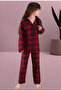 Girls' Cotton Plaid Long-Sleeved Pajamas Set - 2