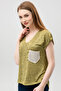 Women's Pistachio Green V-Neck Single Pocket Blouse 650-2186 - 2