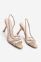 Women's Transparent Stone Transparent Scarf Heeled Sandals Zetes Beige