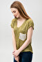 Women's Pistachio Green V-Neck Single Pocket Blouse 650-2186 - 4