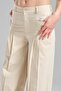 Women's Thick Linen Fabric Pleated Palazzo Trousers - 3