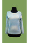 Women's Blue Striped Regular Fit Long Sleeve Cotton T-Shirt