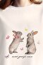 Women's Printed Sweet Gossip Coquette Rabbit Printed Oversize T-Shirt - 3