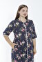 Women's Large Size Cotton Modal Fabric Patterned Button Dress 7817 - 7