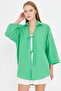 Women's Light Green Shirt Collared Front Lace-Up Kimono Shirt Arm-25K001006 - 3