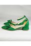 Women's Green Summer Bow Short Heeled Shoes - 2
