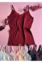 4 Dark Colors Thin Rope Strap Lace Detailed Athlete (1 Black, 1 Claret Red, 1 Plum and Navy Blue) - 4