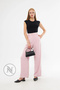 Pink Pleated Palazzo Pants with Gold Buttons