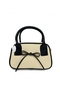 Women's Black Canvas Bow Leather Detailed Hand and Shoulder Bag Small Size - 2