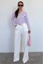 Purple Striped Seersucker Fabric Women's Oversize Shirt Mg1666 - 4
