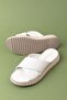 Genuine Leather Anatomical Sole Comfortable Cross Slippers Kla.6030 White - 3
