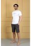 Men's White Printed 100% Cotton Short Sleeve Shorts Pocket Summer Pajama Set - 5