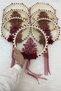 Vip Appliqued Bridal Tefi Burgundy, Bridesmaid Wedding Henna Night Circumcision Bachelorette Bride with Bell 27cm 1 Piece