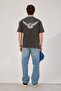 Men's T-Shirt Power of Peace Washed Smoked Oversize Crew Neck Thick Cotton Fabric